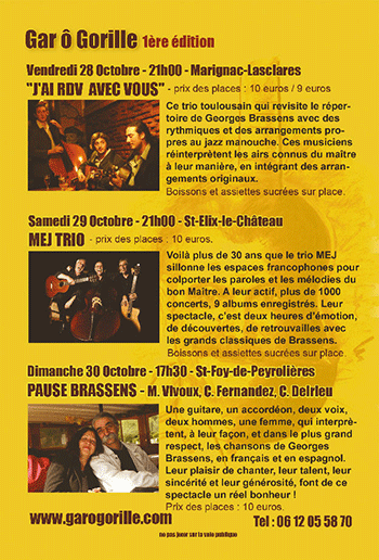 Programme - Festival Gar Ô Gorille - 28, 29 & 30 octobre 2016