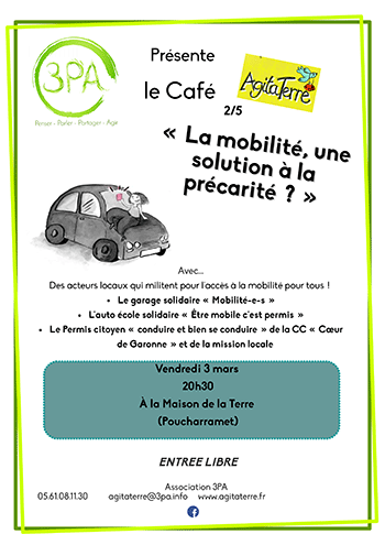 Café Agitaterre – Mobilité contre précarité – Vendredi 3 mars 2017