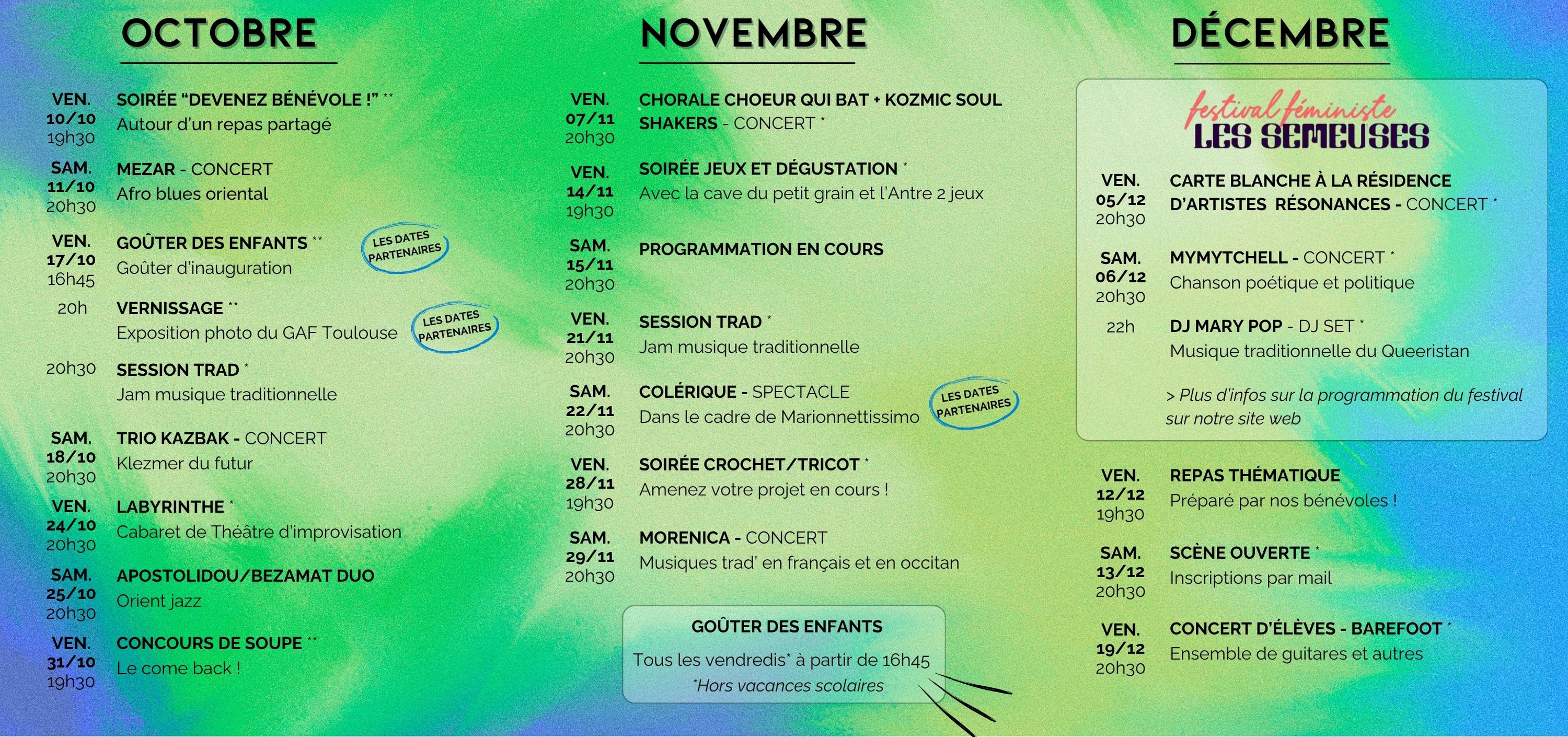 Programme culturel de la Maison de la Terre_4eme trimestre 2025